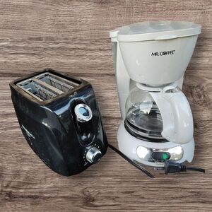 Mr. Coffee White Coffee Maker And Black Toaster